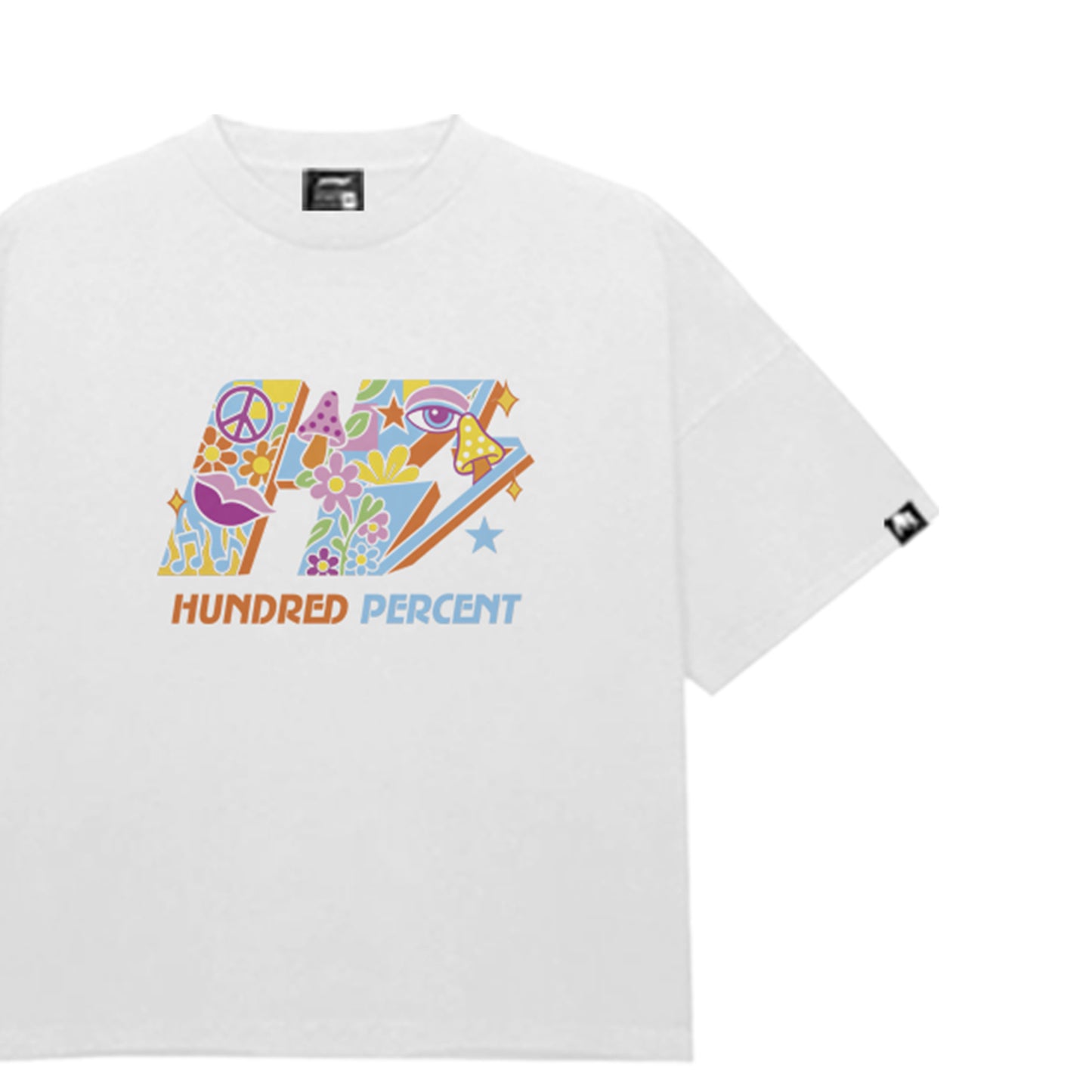 THE HUNDRED PERCENT "TRIPPY" SHIRT "BOXY CROP"WHITE
