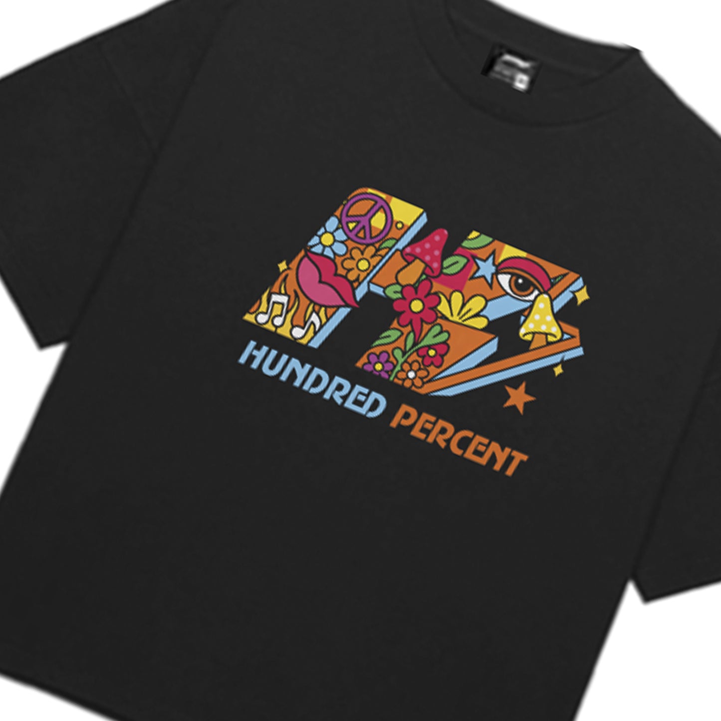 THE HUNDRED PERCENT "TRIPPY" SHIRT "BOXY CROP"BLACK