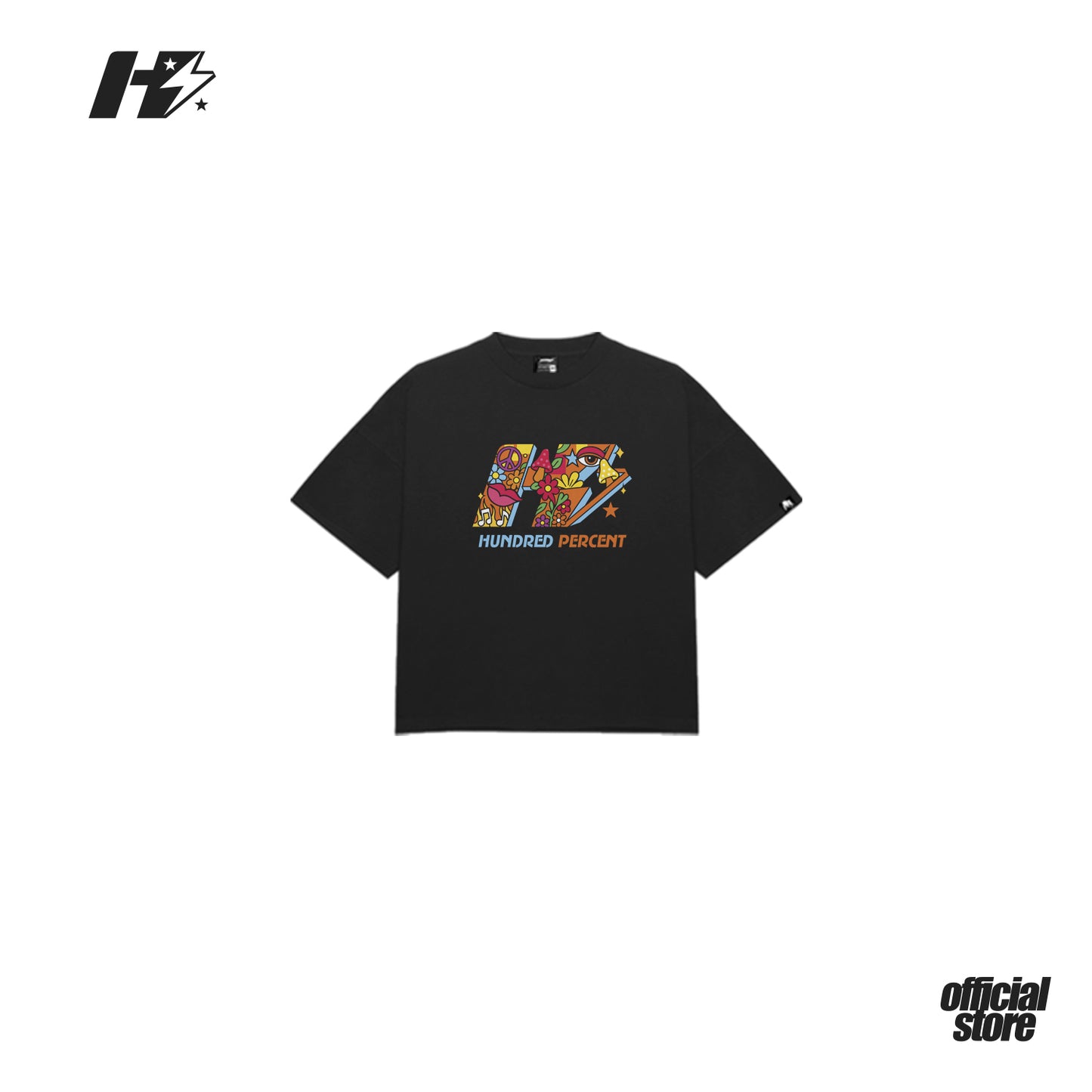 THE HUNDRED PERCENT "TRIPPY" SHIRT "BOXY CROP"BLACK