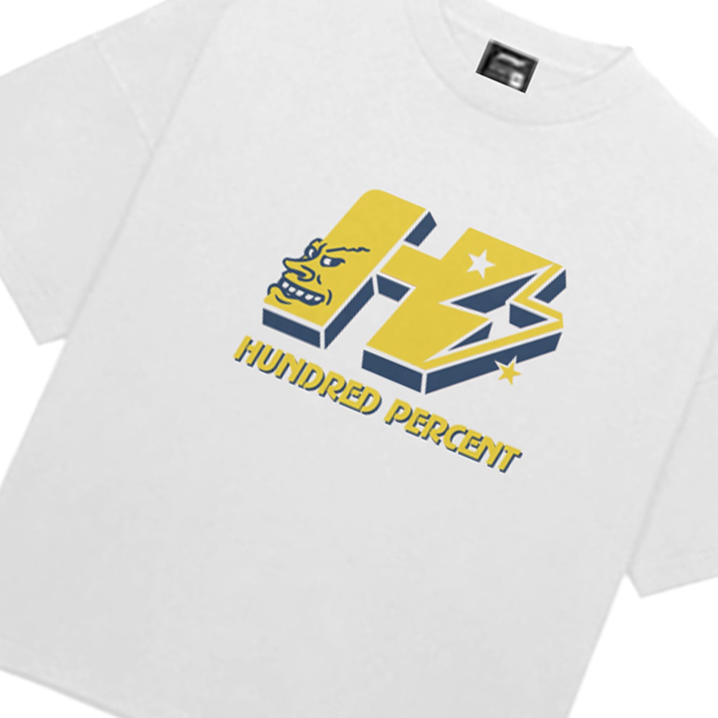 THE HUNDRED PERCENT "GRIN" SHIRT "BOXY CROP"WHITE