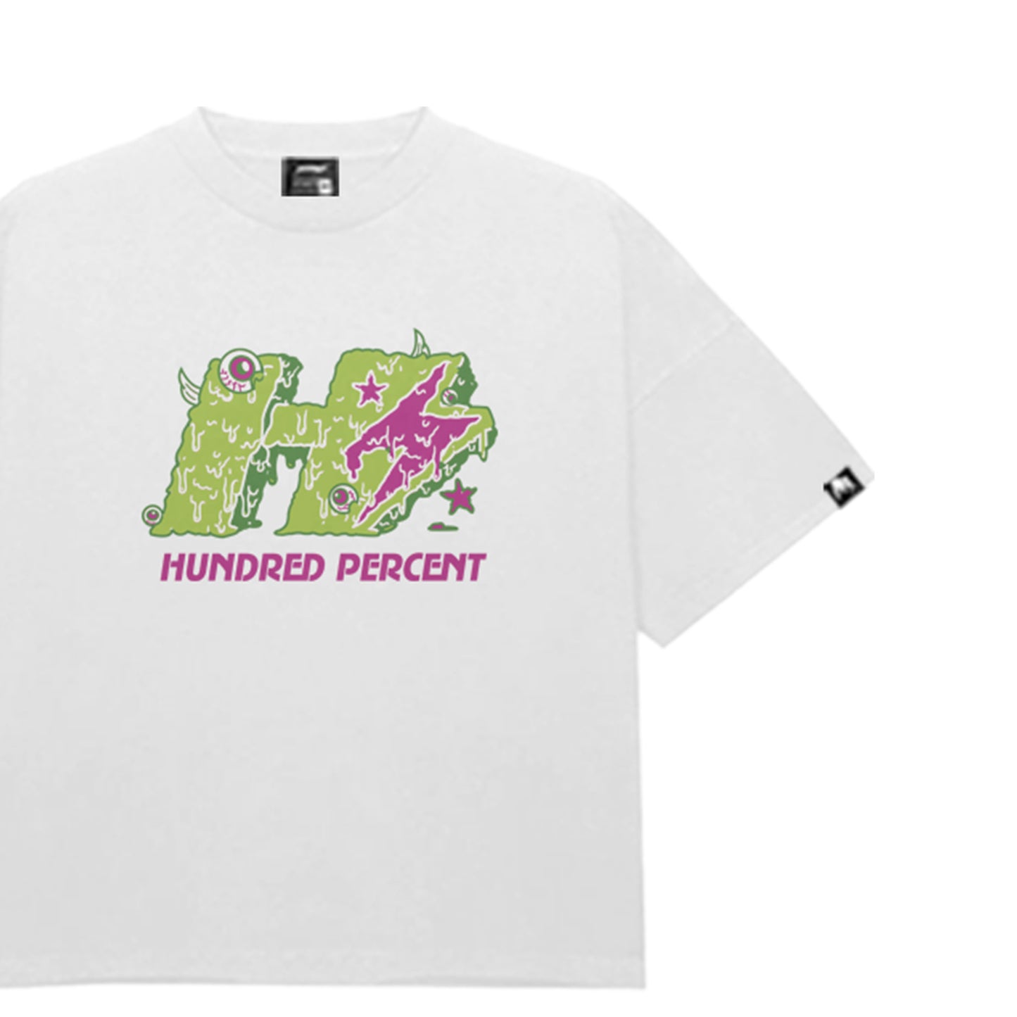 THE HUNDRED PERCENT "SLIME" SHIRT "BOXY CROP"WHITE