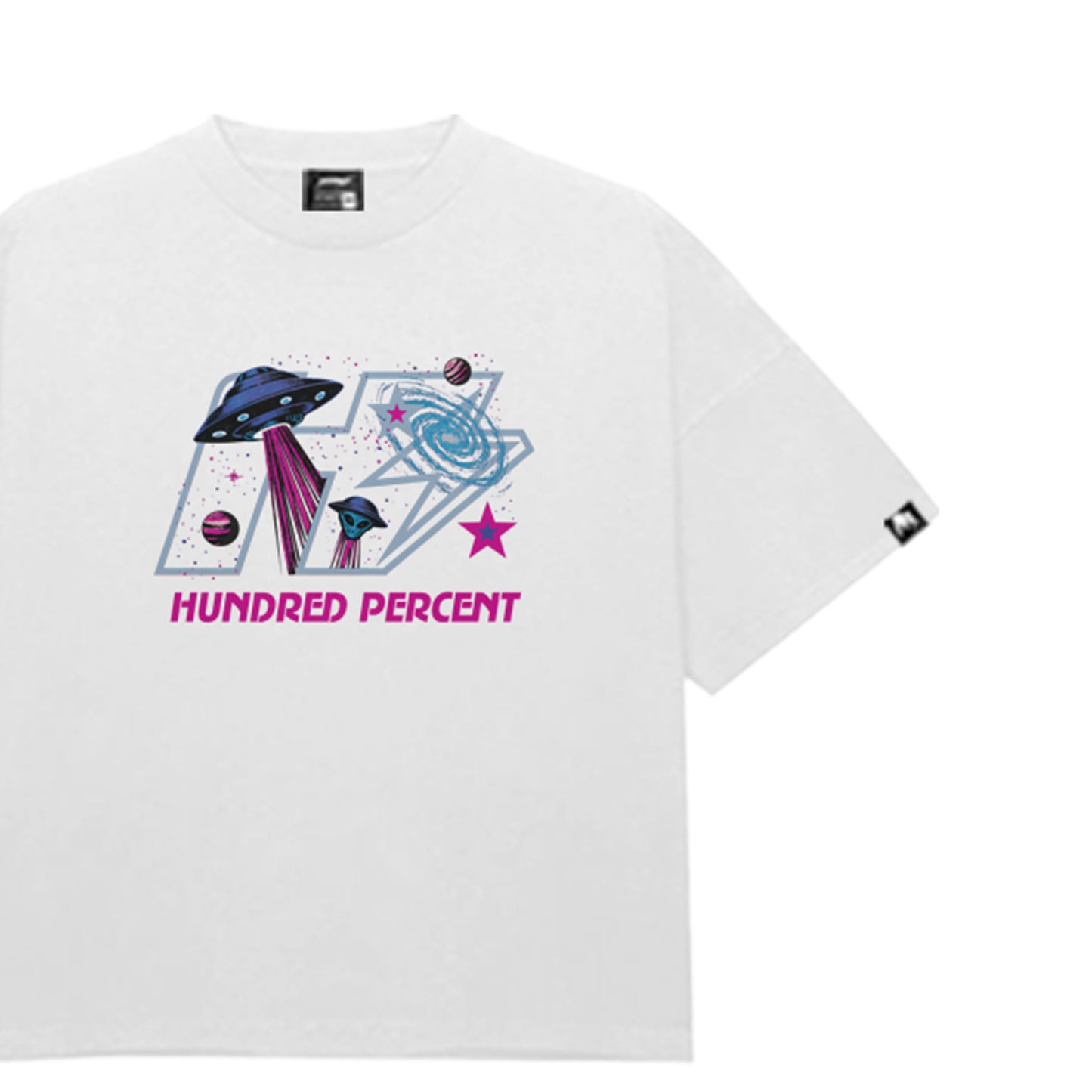 THE HUNDRED PERCENT "UFO" SHIRT "BOXY CROP"WHITE