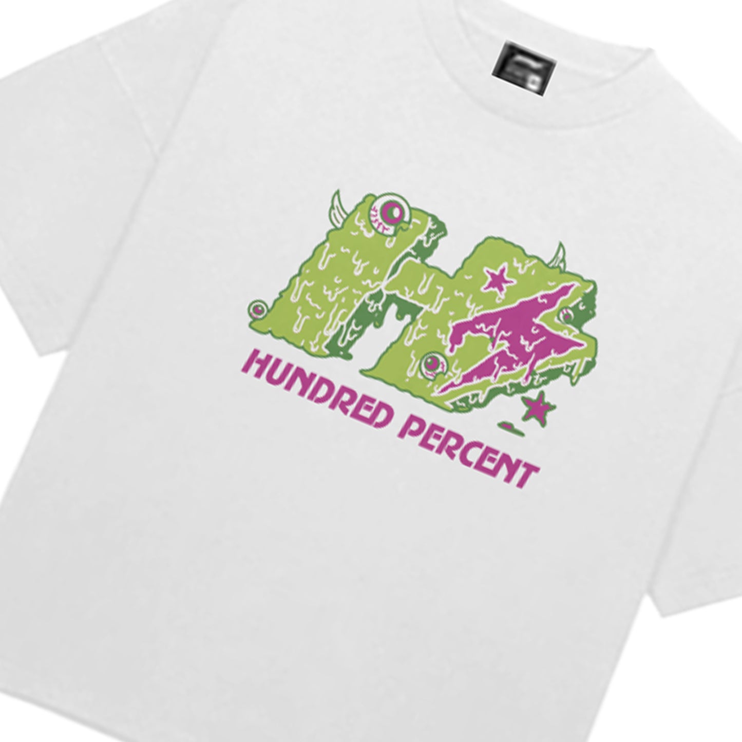 THE HUNDRED PERCENT "SLIME" SHIRT "BOXY CROP"WHITE