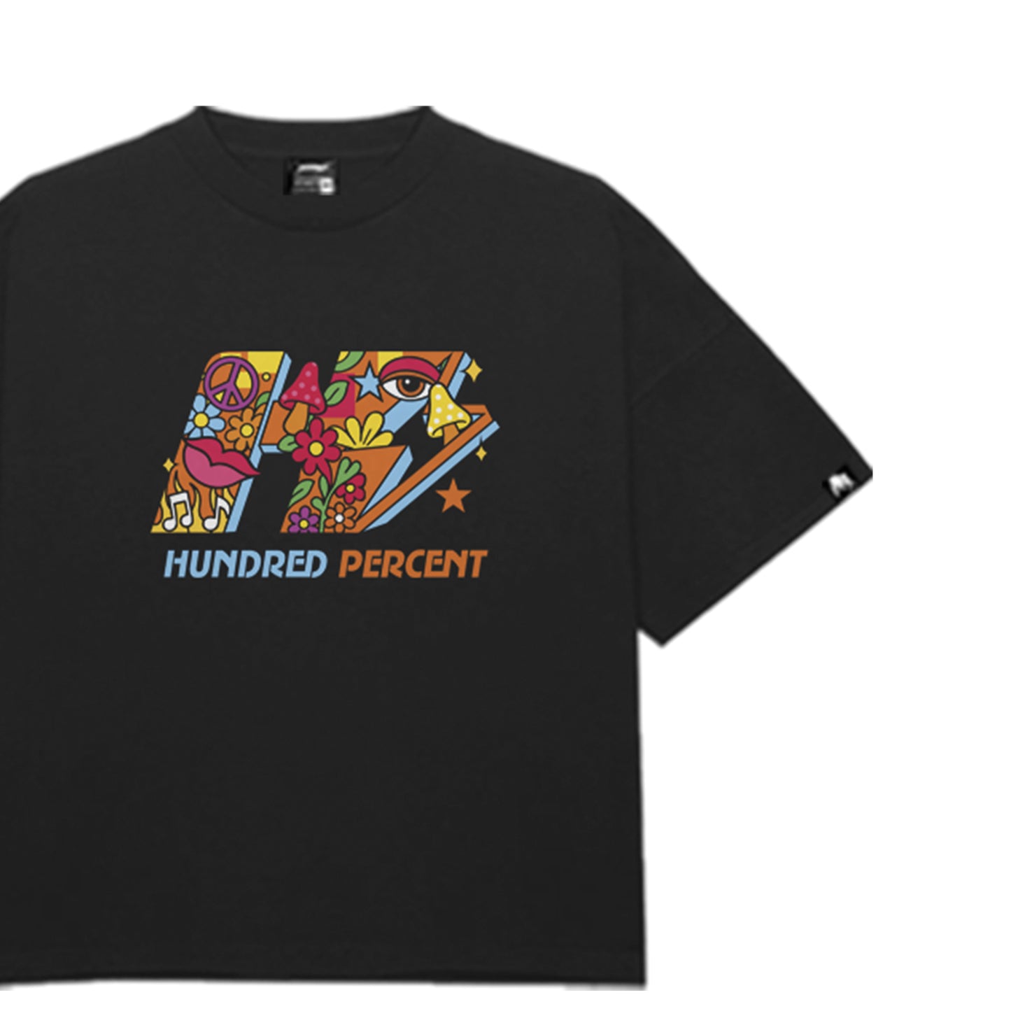 THE HUNDRED PERCENT "TRIPPY" SHIRT "BOXY CROP"BLACK