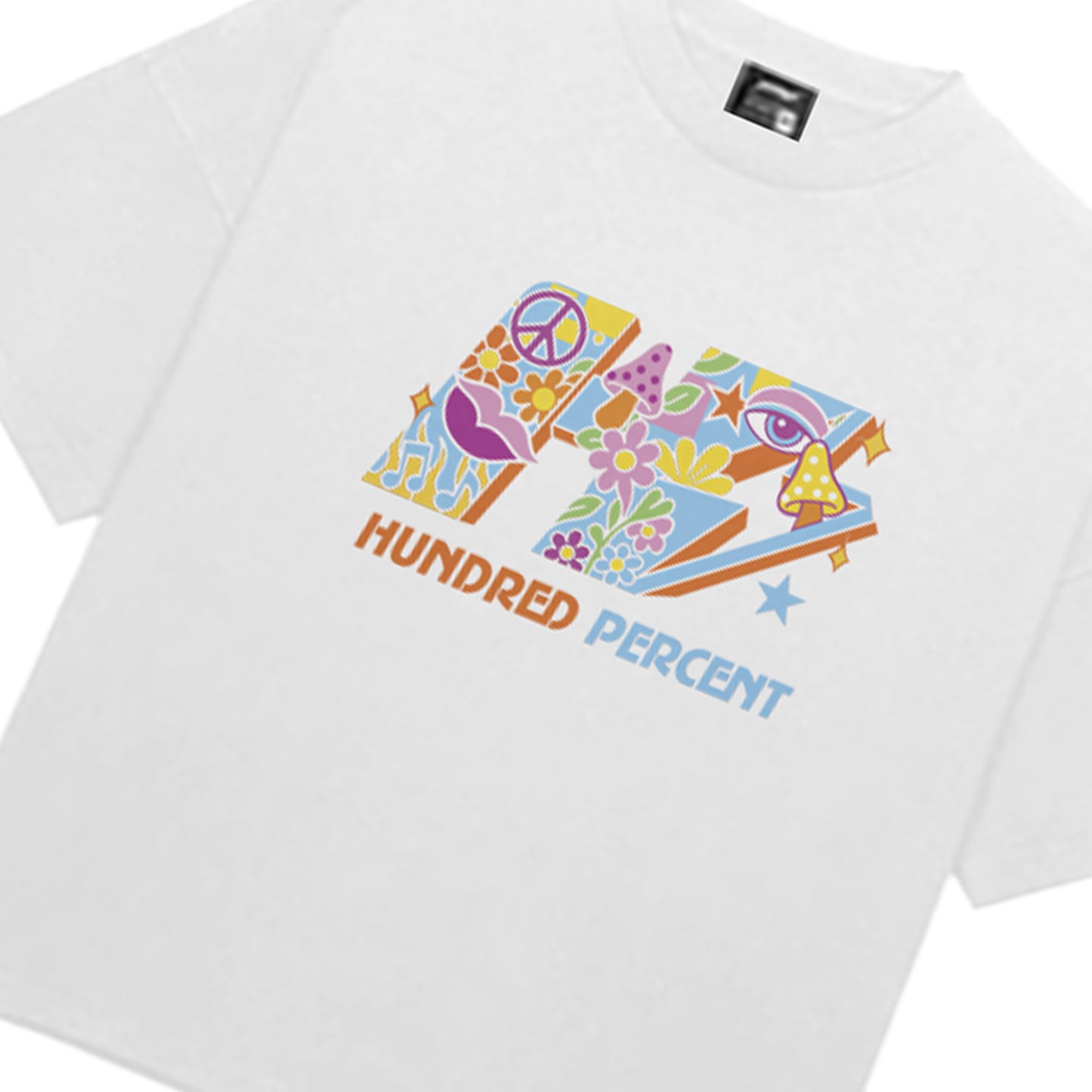 THE HUNDRED PERCENT "TRIPPY" SHIRT "BOXY CROP"WHITE