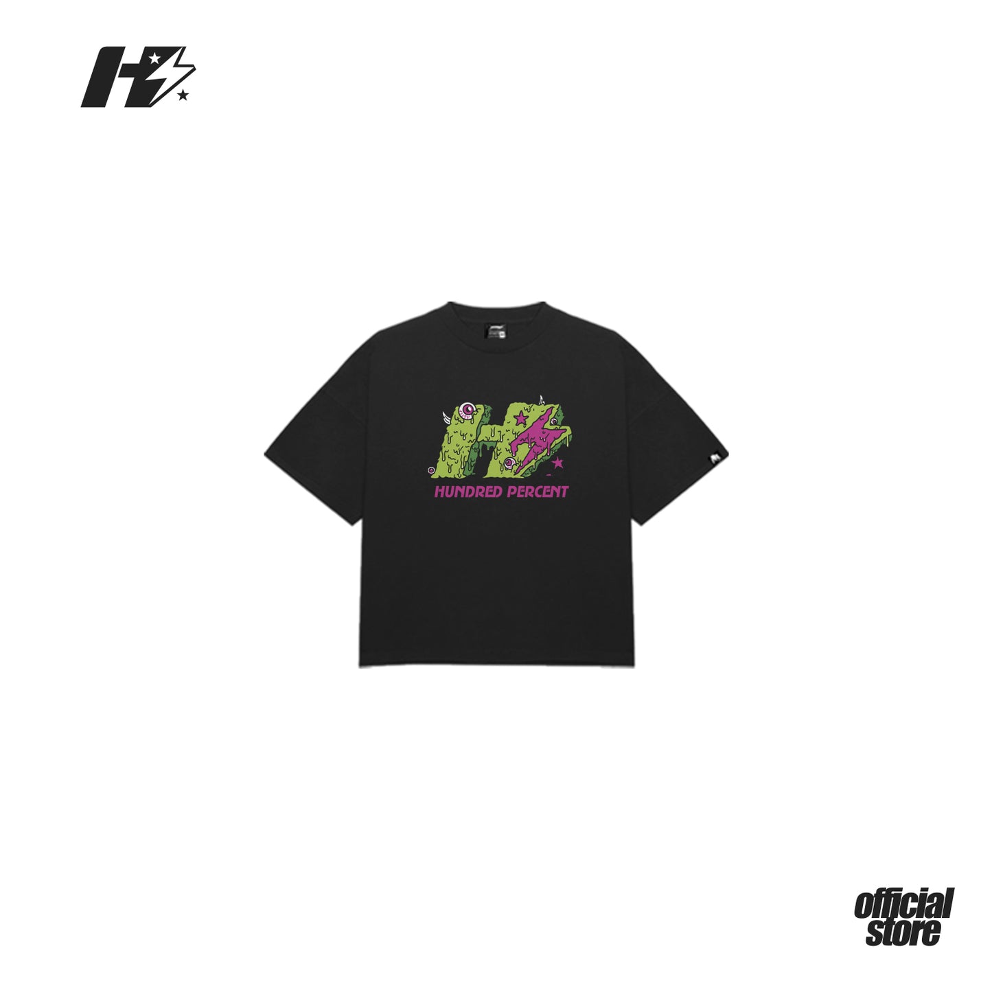 THE HUNDRED PERCENT "SLIME" SHIRT "BOXY CROP"BLACK