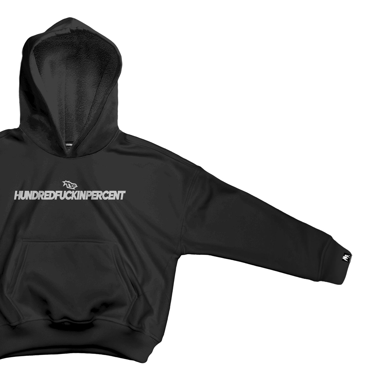 THEHUNDREDFCKNPERCENT HOODIE BLACK (CROP BOX)