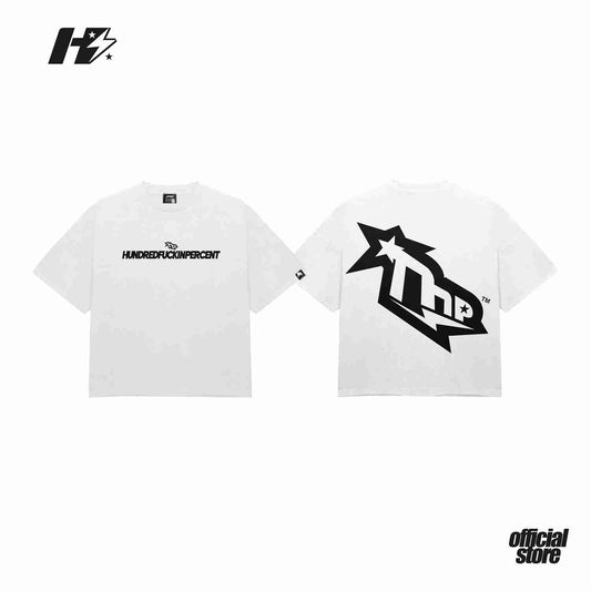 THEHUNDREDFCKNPERCENT BOXY CROP SHIRT WHITE
