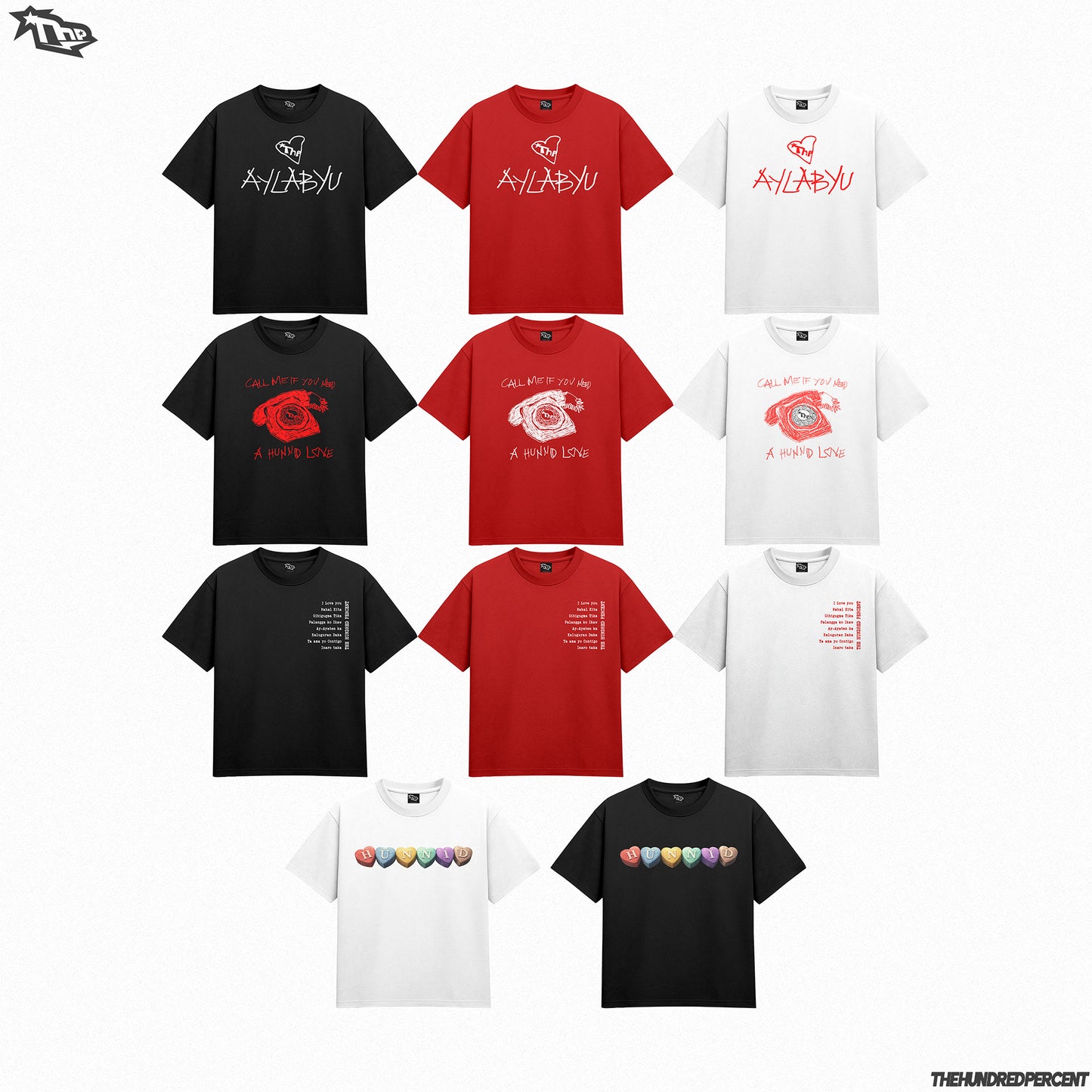 THE HUNDRED PERCENT "HUNNID LOVE SERIES" high quality men’s shirt boxy fit viral  trendy tee