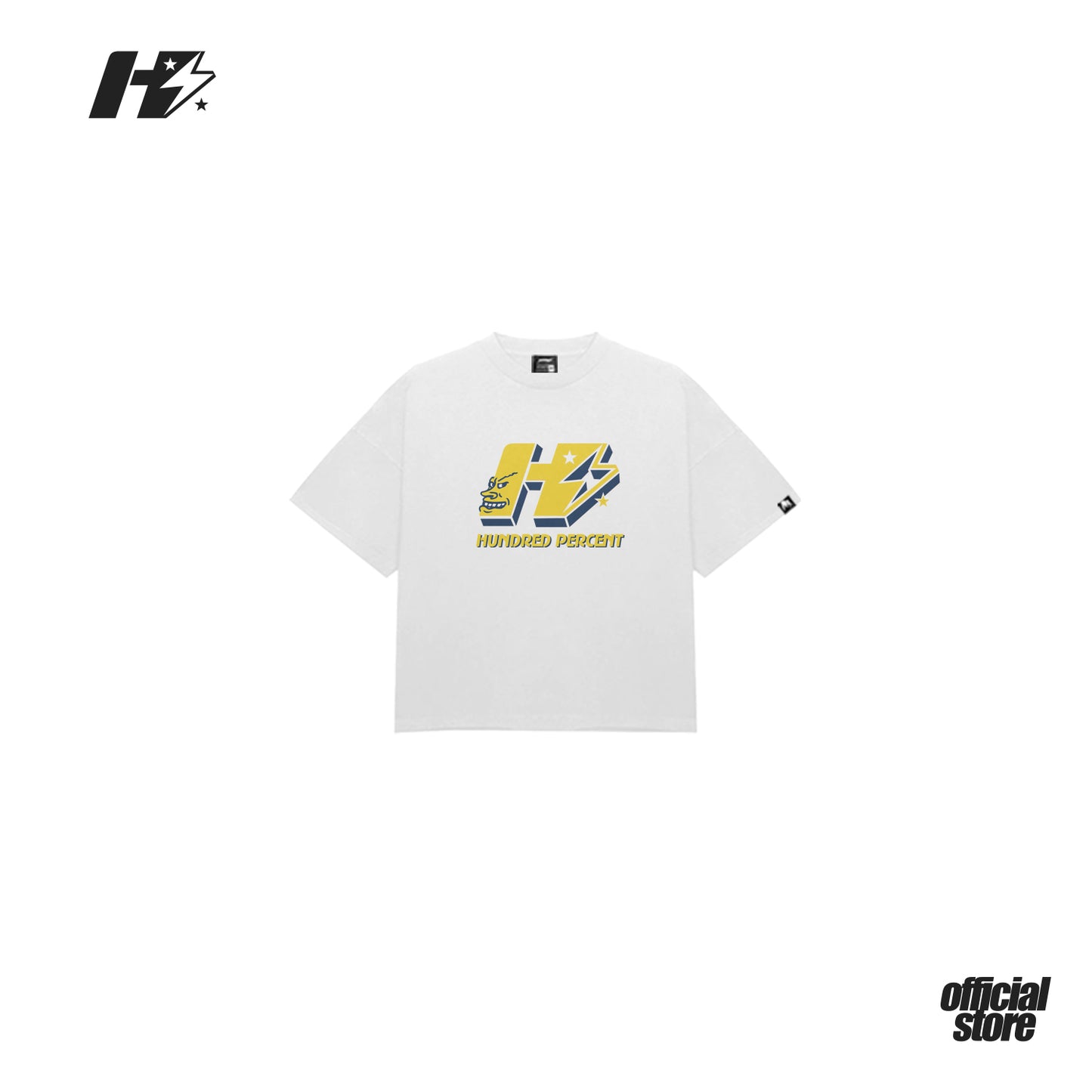 THE HUNDRED PERCENT "GRIN" SHIRT "BOXY CROP"WHITE