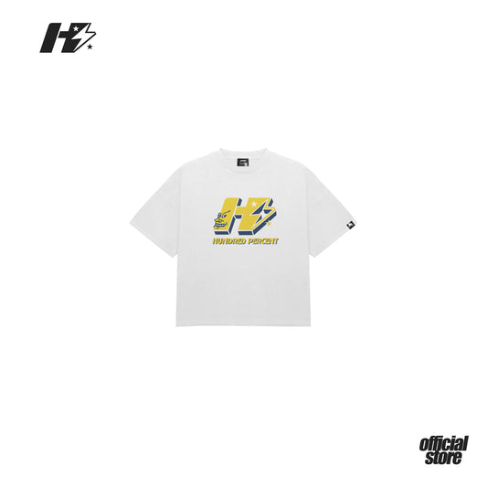 THE HUNDRED PERCENT "GRIN" SHIRT "BOXY CROP"WHITE