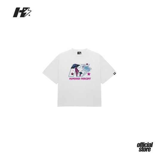 THE HUNDRED PERCENT "UFO" SHIRT "BOXY CROP"WHITE