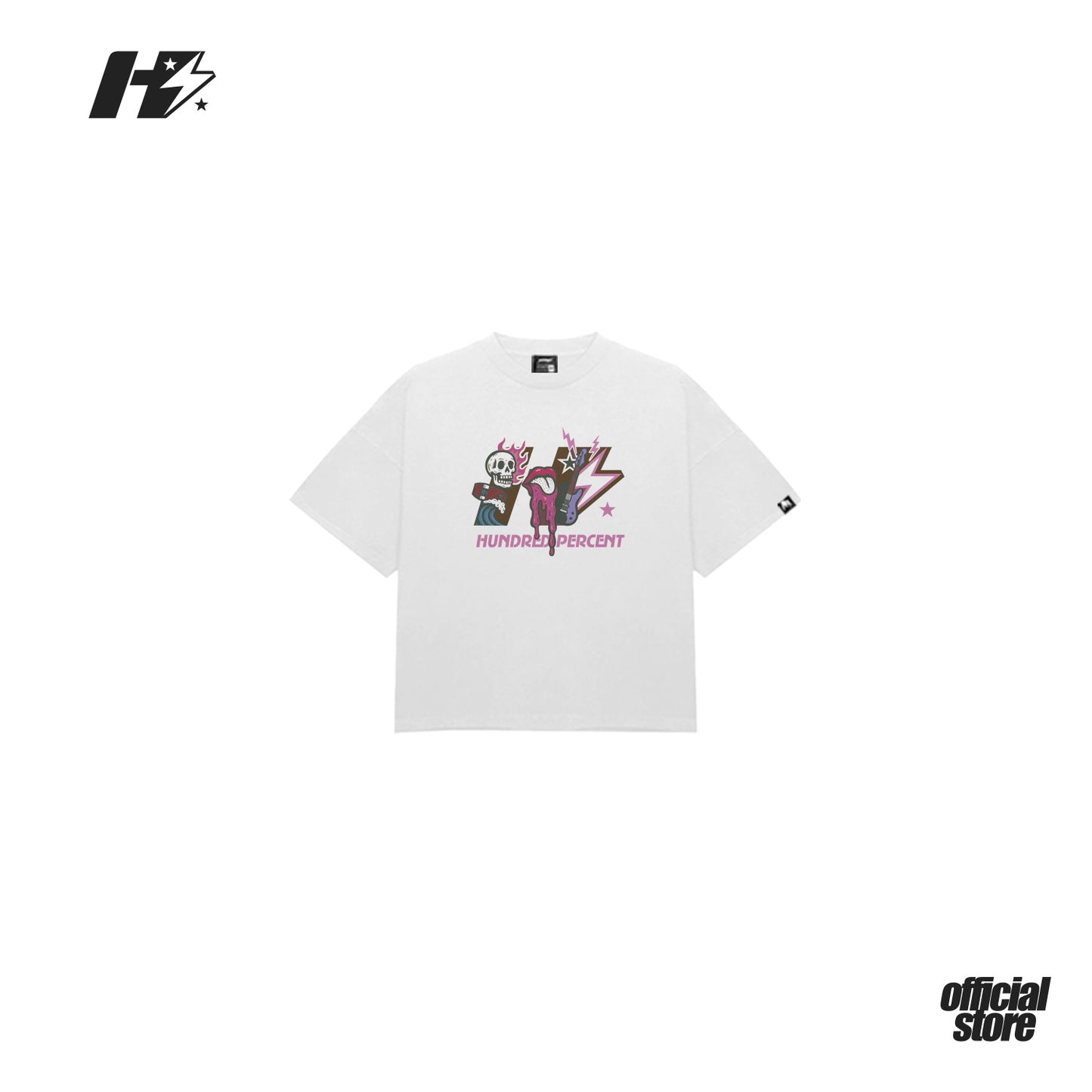THE HUNDRED PERCENT "RESONATE" SHIRT "BOXY CROP"WHITE
