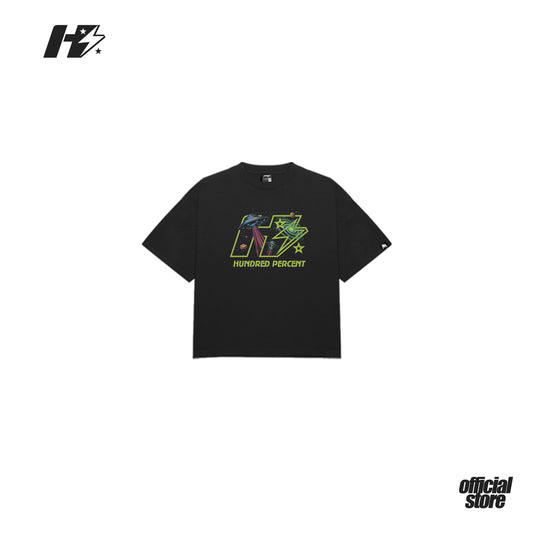 THE HUNDRED PERCENT "UFO" SHIRT "BOXY CROP"BLACK