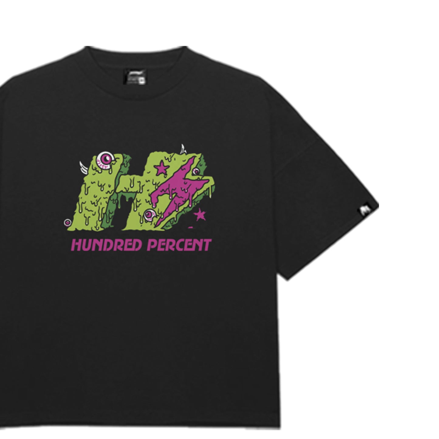THE HUNDRED PERCENT "SLIME" SHIRT "BOXY CROP"BLACK