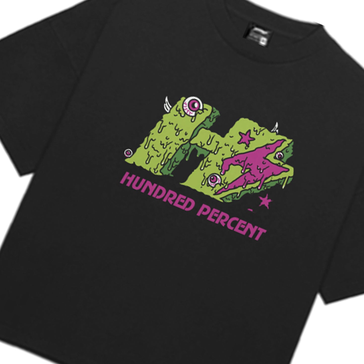 THE HUNDRED PERCENT "SLIME" SHIRT "BOXY CROP"BLACK