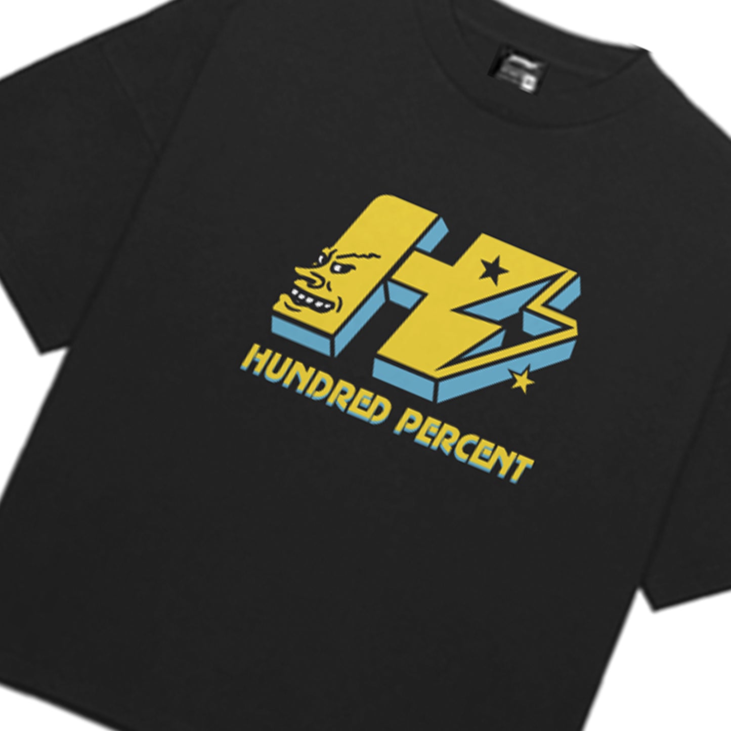THE HUNDRED PERCENT "GRIN" SHIRT "BOXY CROP"BLACK