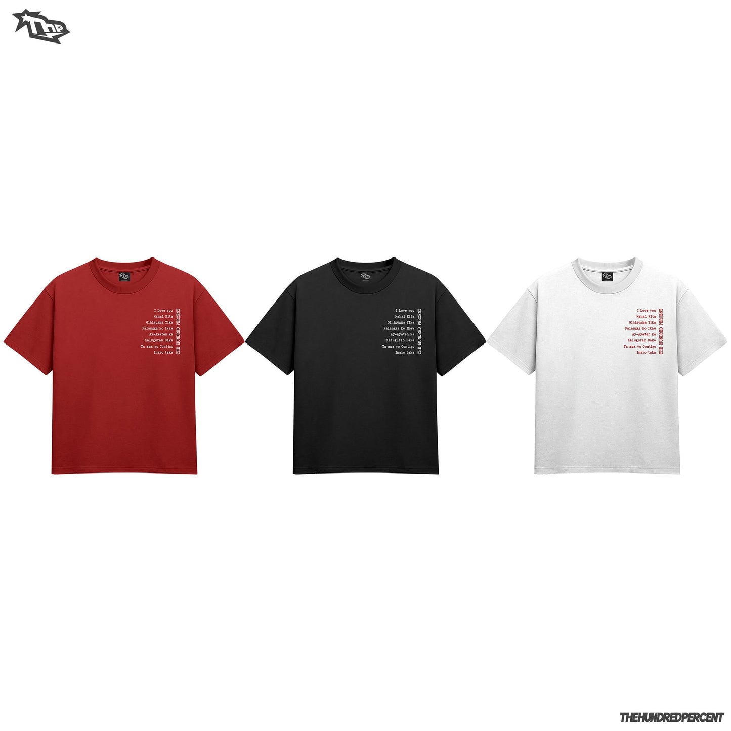 THE HUNDRED PERCENT "HUNNID LOVE SERIES" high quality men’s shirt boxy fit viral  trendy tee