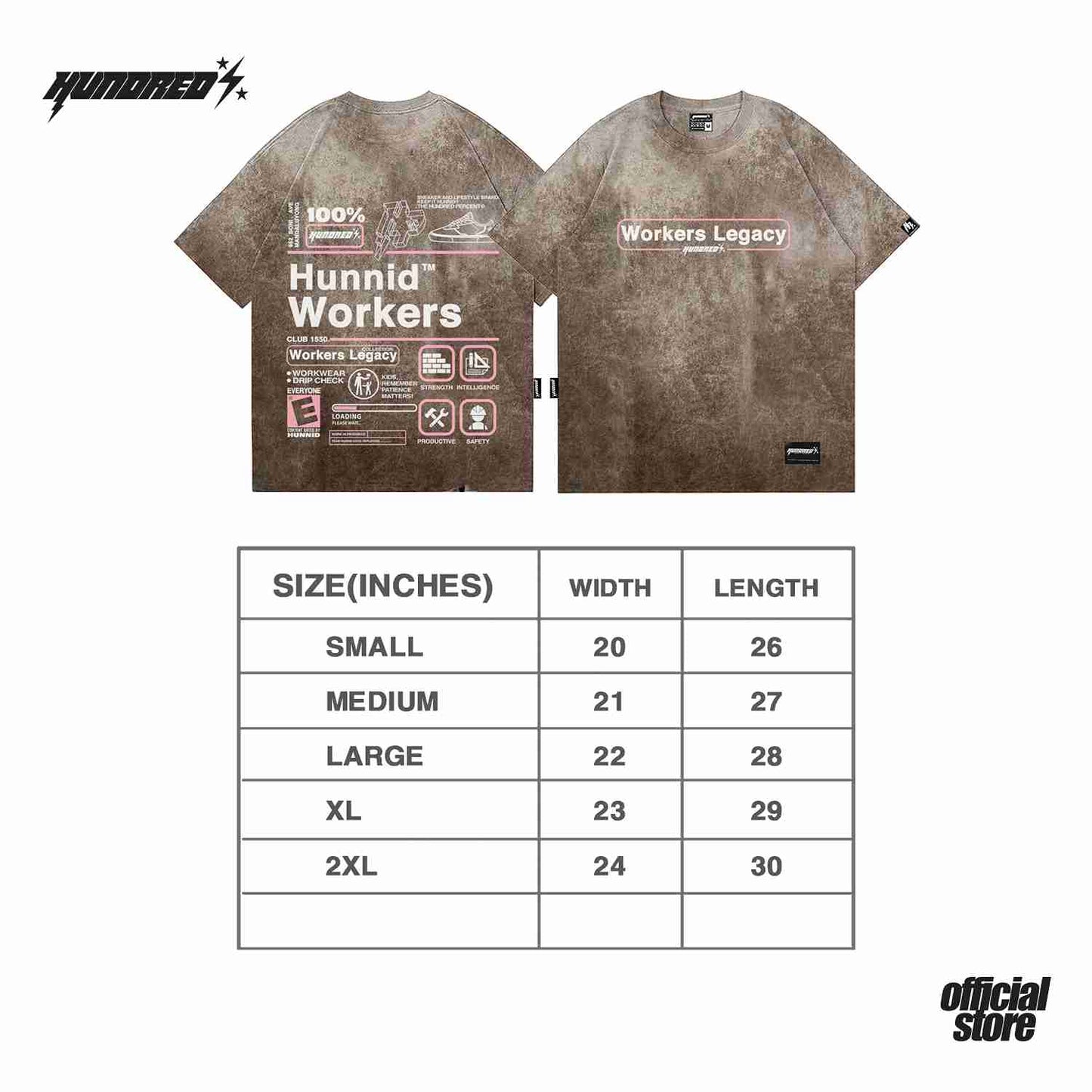 THP " HUNNID WORKERS ACID BROWN " THE HUNDRED PERCENT OFFICIAL STORE