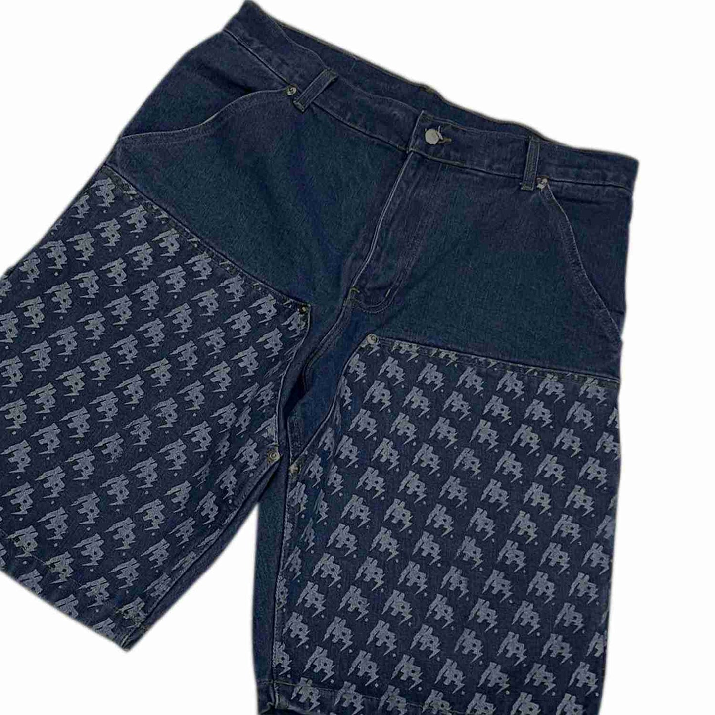THE HUNDRED PERCENT "DENIM DRIP CUT JORTS"