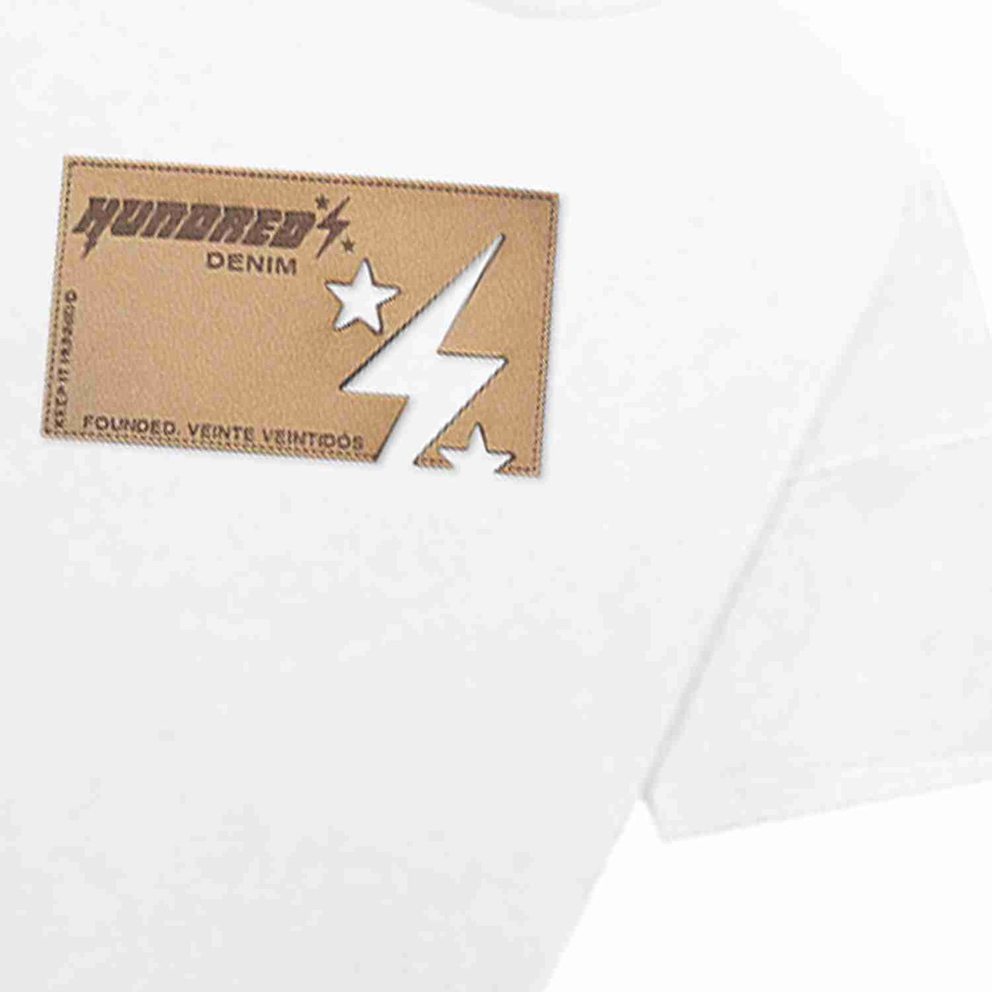 THE HUNDRED PERCENT DENIM PATCHWORK LOGO"CROP BOX TEE