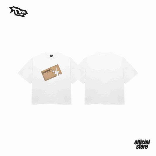 THE HUNDRED PERCENT DENIM PATCHWORK LOGO"CROP BOX TEE